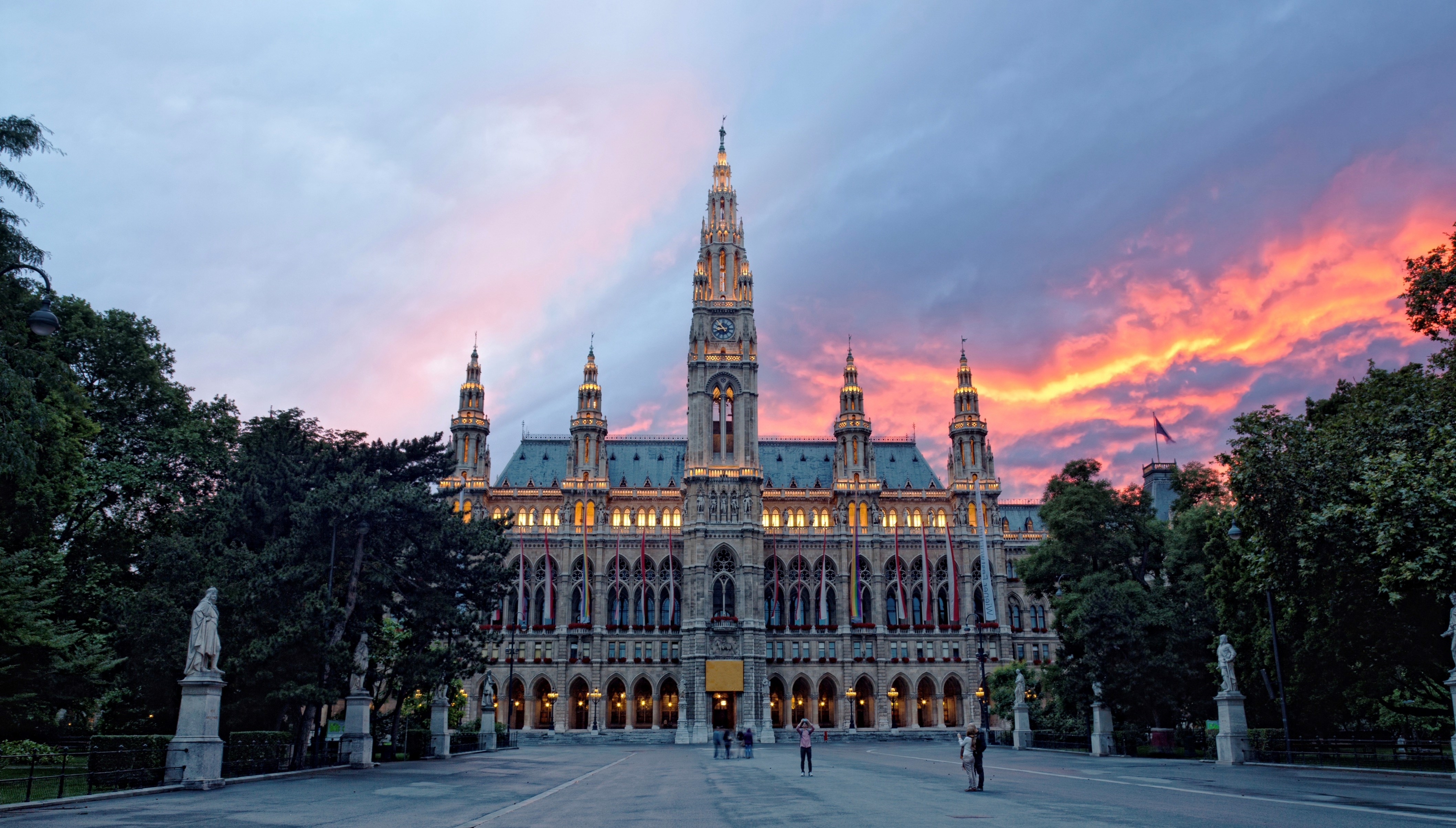 Tall gothic building of Vienna city hall, Austria
